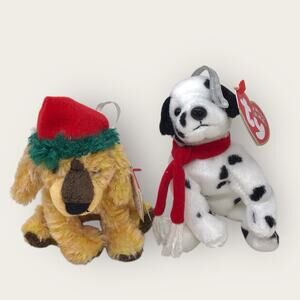 Ty Jingle Beanies Christmas Ornaments Jinglepup & Dizzy Dog 2001 Plush